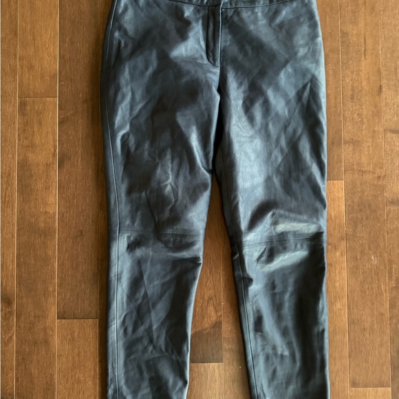 Halogen Nordstrom Navy Lambskin Leather Leggy Ankle Pant Size 6 - Picture 8 of 11